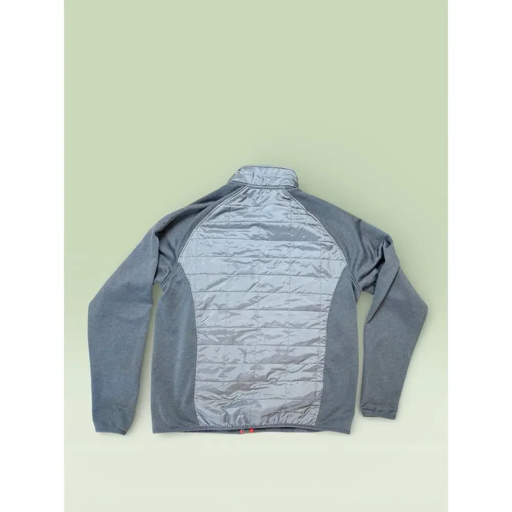 Orvis Mixed Media Quilted Puffer Jacket Mens Large‎ Gray Polyester Full Zip